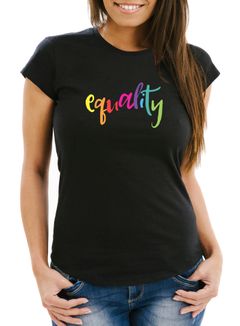 Damen T-Shirt Equality Pride LGBT Slim Fit Moonworks®
