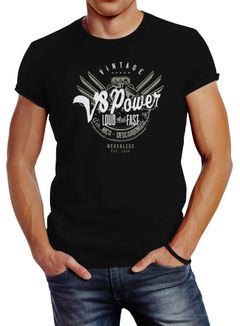 Herren T-Shirt V8 Power Motor Block Tuning Slim Fit Neverless®