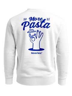 Sweatshirt Herren Pullover mit Backprint More Pasta Less Disaster Nudel Design Retro Fashion Streetwear Neverless®