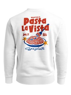 Sweatshirt Herren Pullover mit Backprint Pasta la Vista Pulli Spaghetti Italian Fruit Retro Design Fashion Streetwear Neverless®