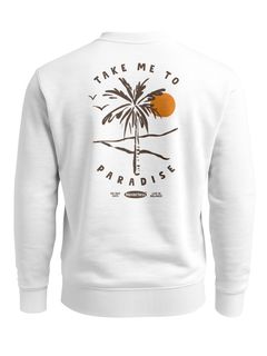 Sweatshirt Herren Pullover mit Backprint Palmen Sonne Design Beach Graphic Print Fashion Streetwear Neverless®