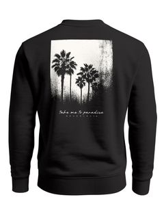 Sweatshirt Herren Pullover mit Backprint Schwarzweiß Palmen Design Minimal Streetwear Style Fashion Streetwear Neverless®