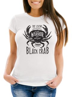 Damen T-Shirt Black Crab Krabbe Krebs Slim Fit Neverless®