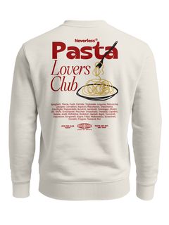 Sweatshirt Herren Pullover mit Backprint Pasta Lovers Club Spaghetti Design Food Retro Style Fashion Streetwear Neverless®