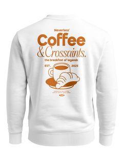 Sweatshirt Herren Pullover mit Backprint Kaffee & Croissant Design Fashion Streetwear Retro Print Neverless®