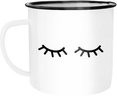 Emaille Tasse Becher Wimpern Eye Lashes schlafende Augen Kaffee-Tasse Autiga®