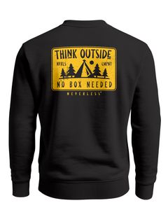 Sweatshirt Herren Pullover mit Backprint Think Outside Outdoor Backprint mit Zeltmotiv Adventure Streetwear Fashion Neverless®
