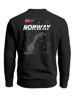 Sweatshirt Herren Pullover mit Backprint Norway Explorer Norwegenkarte Scandinavian Outdoor Style Fashion Streetwear Neverless®
