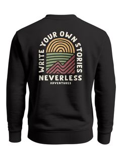 Sweatshirt Herren Pullover mit Outdoor Backprint mit Sonne und Bergen Adventure Style Fashion Streetwear Neverless®
