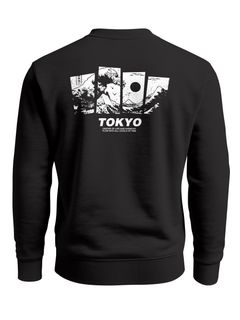 Sweatshirt Herren Pullover mit Backprint Japan Design mit Welle Asian Streetwear Fashion Streetwear Graphic Print Neverless®