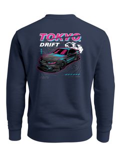 Sweatshirt Herren Pullover mit Backprint Tokyo Drift Auto Design Sportwagen Retro Racing Streetwear Fashion Neverless®