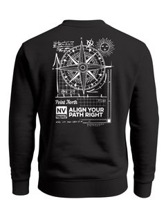 Sweatshirt Herren Pullover mit Backprint Point North Kompass Backprint Adventure Streetwear Design Fashion Männer Neverless®