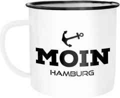 Emaille Tasse Becher Moin Hamburg Anker Kaffeetasse Moonworks®
