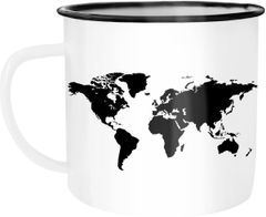 Emaille Tasse Becher Weltkarte World Map Kaffeetasse Autiga®