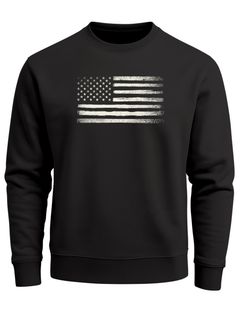 Sweatshirt Herren ohne Kapuze Frontprint American Flag Vintage Style Pullover mit Print Fashion Streetwear Neverless®