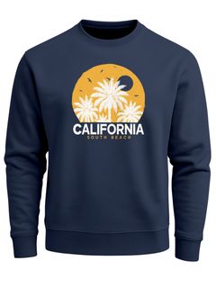 Sweatshirt Herren ohne Kapuze California Palmen Frontprint Rundhals-Pullover Fashion Streetwear Neverless®