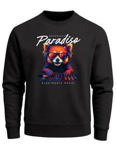 Sweatshirt Herren DJ Panda Electronic Music Frontprint Rundhals-Pullover Clubwear Fashion Streetwear Neverless®