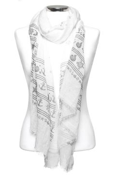 maritimer Damen-Schal mit Anker Tuch Halstuch groß rechteckig Baumwolle Autiga®
