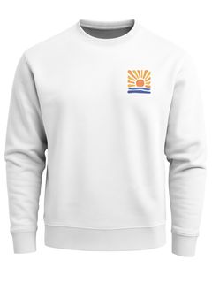 Sweatshirt Herren ohne Kapuze Brustlogo Frontprint Sunrise Icon Sonnenaufgang Wellen Pullover Fashion Streetwear Neverless®