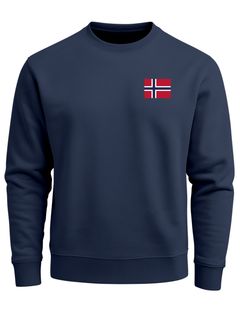 Sweatshirt Herren ohne Kapuze Frontprint Brustlogo Norway Flag Norwegen Pullover Fashion Streetwear Neverless®
