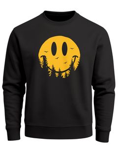 Sweatshirt Herren Frontprint Pullover mit Smile Print Outdoor Fashion Streetwear Aufdruck Grafik Pulli Neverless®