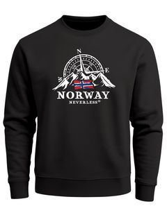 Sweatshirt Herren Frontprint Pullover mit Print Norway Flag Outdoor Kompass Design Adventure Fashion Streetwear Neverless®