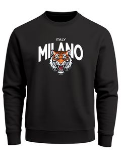 Sweatshirt Herren Frontprint Pullover mit Print Milano Tiger Fashion Streetwear Neverless®