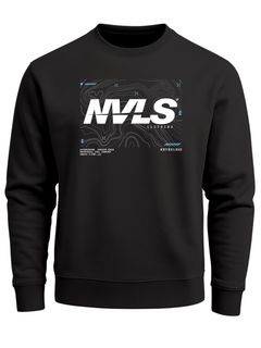 Sweatshirt Herren Frontprint Pullover mit Print Aufdruck Logo Linien Techwear Fashion Streetwear Neverless®