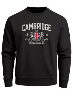 Sweatshirt Herren Frontprint Pullover mit Print mit UK Wappen Cambridge British Retro Style Fashion Streetwear Neverless®