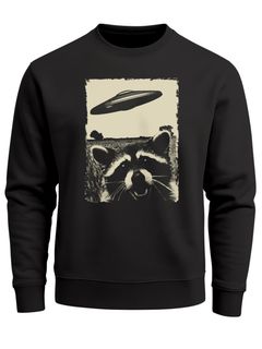 Sweatshirt Herren Frontprint Pullover mit Print Ufo Katze Scifi Fashion Streetwear Neverless®