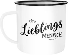 Emaille Tasse Becher Lieblingsmensch Geschenk Liebe Freundschaft Valentinstag Partner Freundin  Kaffeetasse Moonworks®