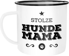 Emaille Tasse Becher Stolze Hunde-Mama Hunde Besitzerin Hundebesitzer Rassen Kaffeetasse Moonworks®