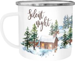 Emaille Tasse Becher Weihnachten Silent night Winter Schnee Christmas Weihnachtstasse Kaffeetasse Autiga®