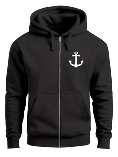 Herren Sweatjacke mit Kapuze Print Aufdruck Anker Zipjacke Zip-Hoodie  Männer Fashion Maritim Streetstyle Neverless®