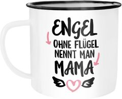 Emaille Tasse Becher Engel ohne Flügel nennt man Mama Geschenk Mama Weihnachten Muttertag Muttertagsgeschenk Kaffeetasse Moonworks®