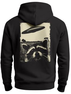 Herren Sweatjacke Backprint Waschbät Ufo Alien Invasion Zipjacke Zip-Hoodie Männer Fashion Streetstyle Neverless®