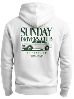 Herren Sweatjacke Backprint Sunday Driver Retro Car Grafik Zipjacke Zip-Hoodie Männer Fashion Streetstyle Neverless®