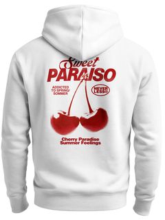 Herren Sweatjacke Backprint Kirsche Sweet Paraiso Graphic Print Zipjacke Zip-Hoodie Männer Fashion Streetstyle Neverless®
