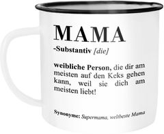 Emaille Tasse Becher Mama Definiation Wörterbuch Dictionary Duden Geschenk Muttertag Weihnachten Kaffeetasse Moonworks®