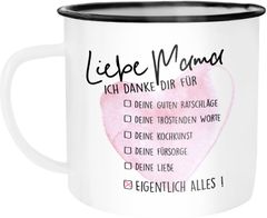 Emaille Tasse Becher Muttertag Mama ich danke dir für alles Geschenk-Tasse Muttertags-Geschenk Weihnachten Moonworks®