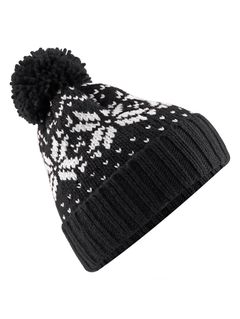 Damen Strickmütze Norweger Strickmuster Pudelmütze Wintermütze mit Strickbommel  Neverless®