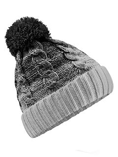 Strickmütze Damen Grobstrick Pudelmütze zweifarbig Ombré Bommelmütze Winter-Mütze Neverless®