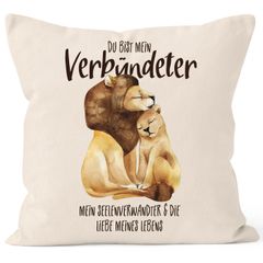 Kissen-Bezug Du bist mein Verbündeter Löwe Löwen Pärchen Liebe Spruch Geschenk Liebessprüche Kissen-Hülle Deko-Kissen MoonWorks®