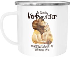 Emaille Tasse Becher Du bist mein Verbündeter Löwe Löwen Pärchen Liebe Spruch Geschenk Kaffee-Tasse Liebessprüche Moonworks®