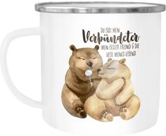 Emaille Tasse Becher Du bist mein Verbündeter Bären Pärchen Geschenk Liebe Spruch Liebesspruch Moonworks®