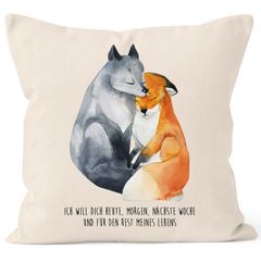 Kissen-Bezug Ich will dich heute morgen nächste Woche Fuchs Geschenk Liebe Spruch verliebt Freund Freundin Kissen-Hülle Baumwolle MoonWorks®