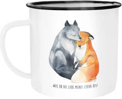 Emaille Tasse Becher Liebe meines Lebens Fuchs Geschenk Liebe Spruch Kaffeetasse Moonworks®