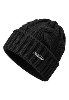 Damen Strick-Mütze Merino Wollmütze ohne Bommel ungefüttert Wintermütze mit Umschlag Strickbeanie Neverless®