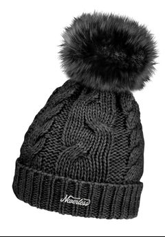 Damen Strickmütze mit Bommel Grobstrick Pudelmütze mit Fellbommel Fake Fur Wintermütze Neverless®