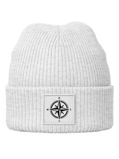 Damen Beanie Patch Aufdruck Windrose Logo Print Wintermütze Strickmütze Streetstyle Maritim Neverless®